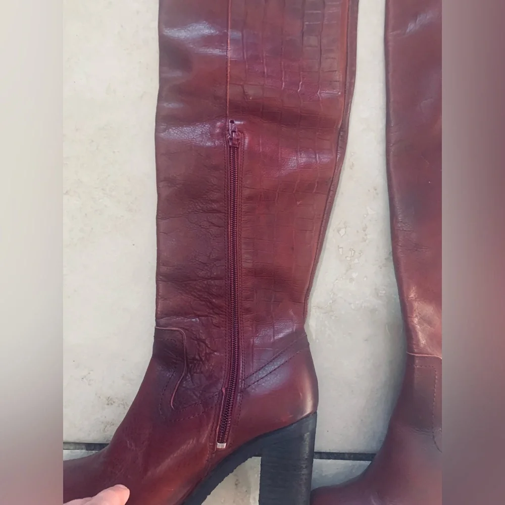 ❤️Free People-Dark Red Leather Above Knee Boots-NWOT❤️